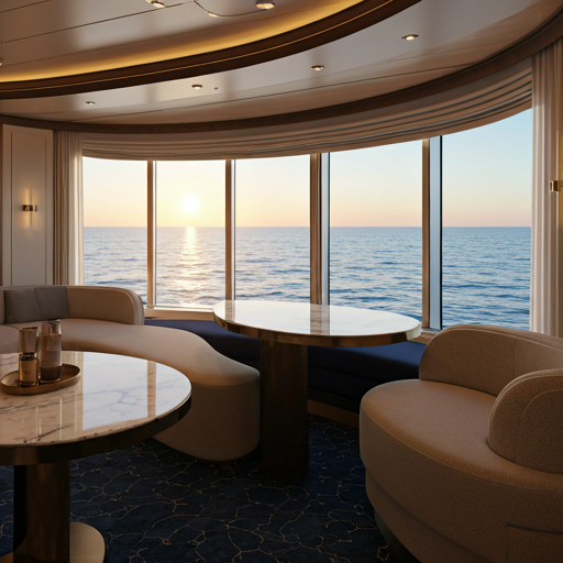 Luxury cruise suite overlooking the Mediterranean